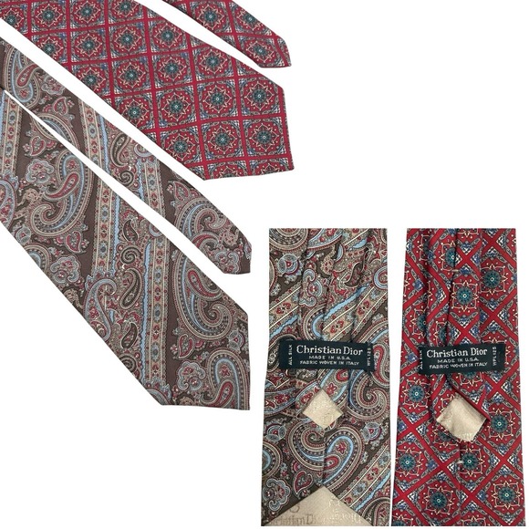 Dior Other - Christian Dior Silk Tie Men's Paisley & Geometric - Made In USA - Vintage
